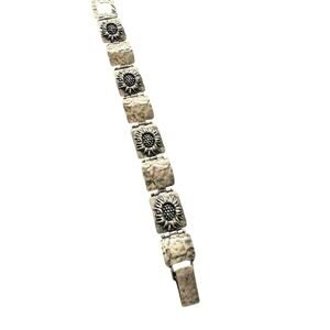 925 Sterling Silver Israel Sunflower Panel Bracelet